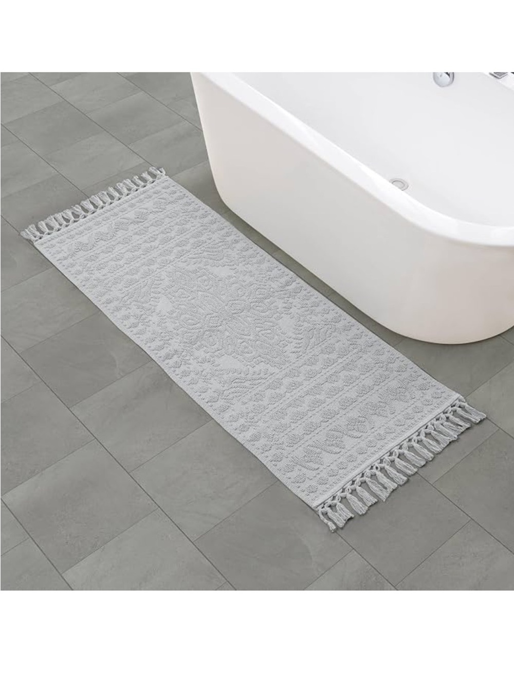 NEW French Connection Nellore Bathroom Rugs, Woven and Beaded 100% Cotton Mat